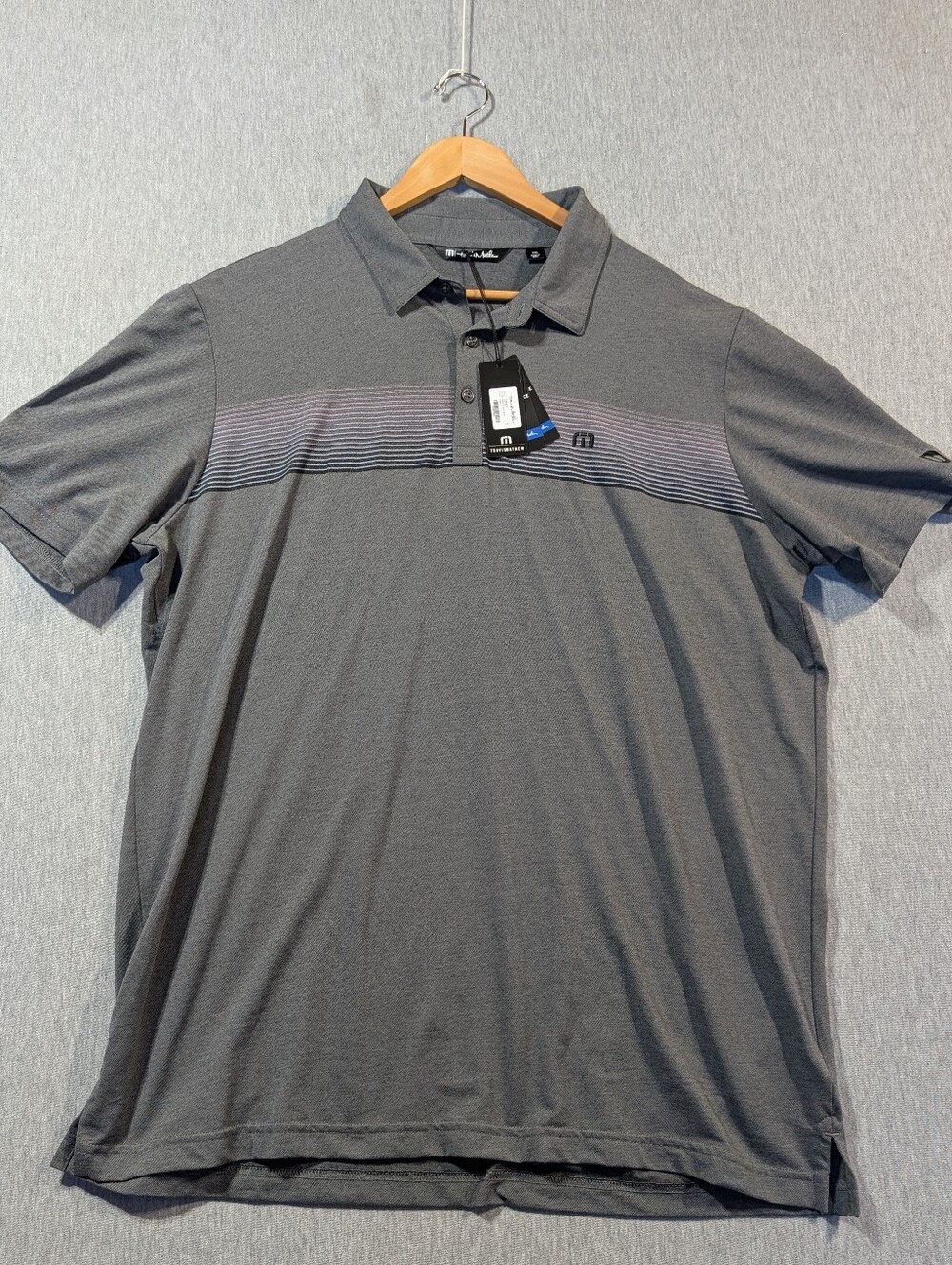 Travis Mathew Golf Polo Shirt Men's XXL Gray Striped